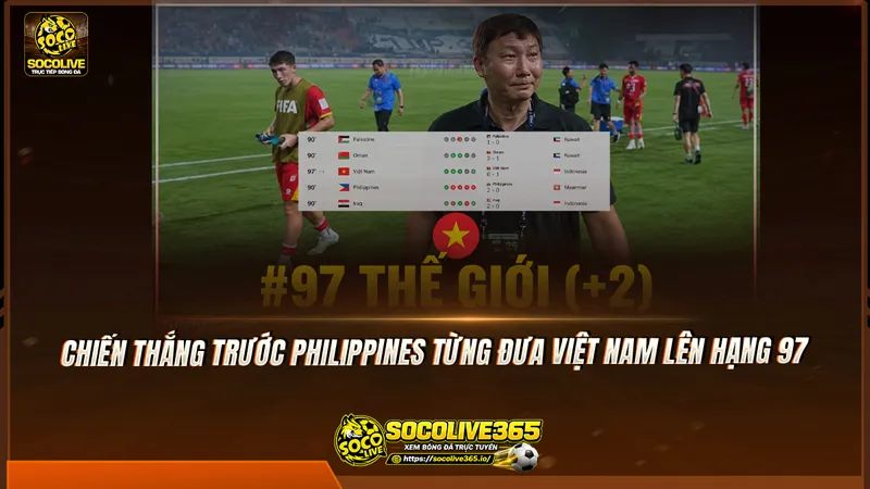 Chiến thắng trước Philippines từng đưa Việt Nam lên hạng 97